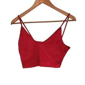 SHEIN Scarlet Ribbed‎ Cropped Camisole Women's Large Festival